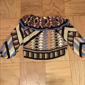 H&M patterned off the shoulder shirt